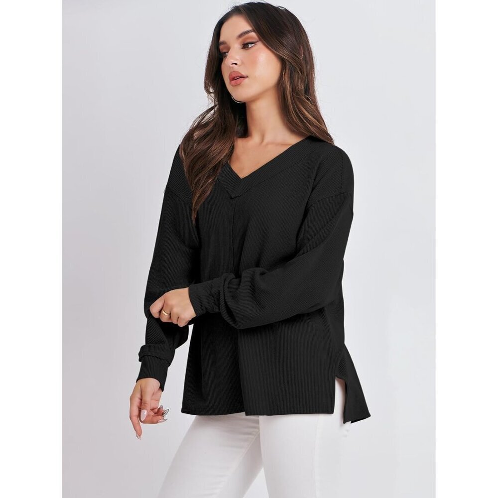 Oversized Long Sleeve Off Shoulder Shirt Women's Casual Tunic Top - Picture 8 of 9
